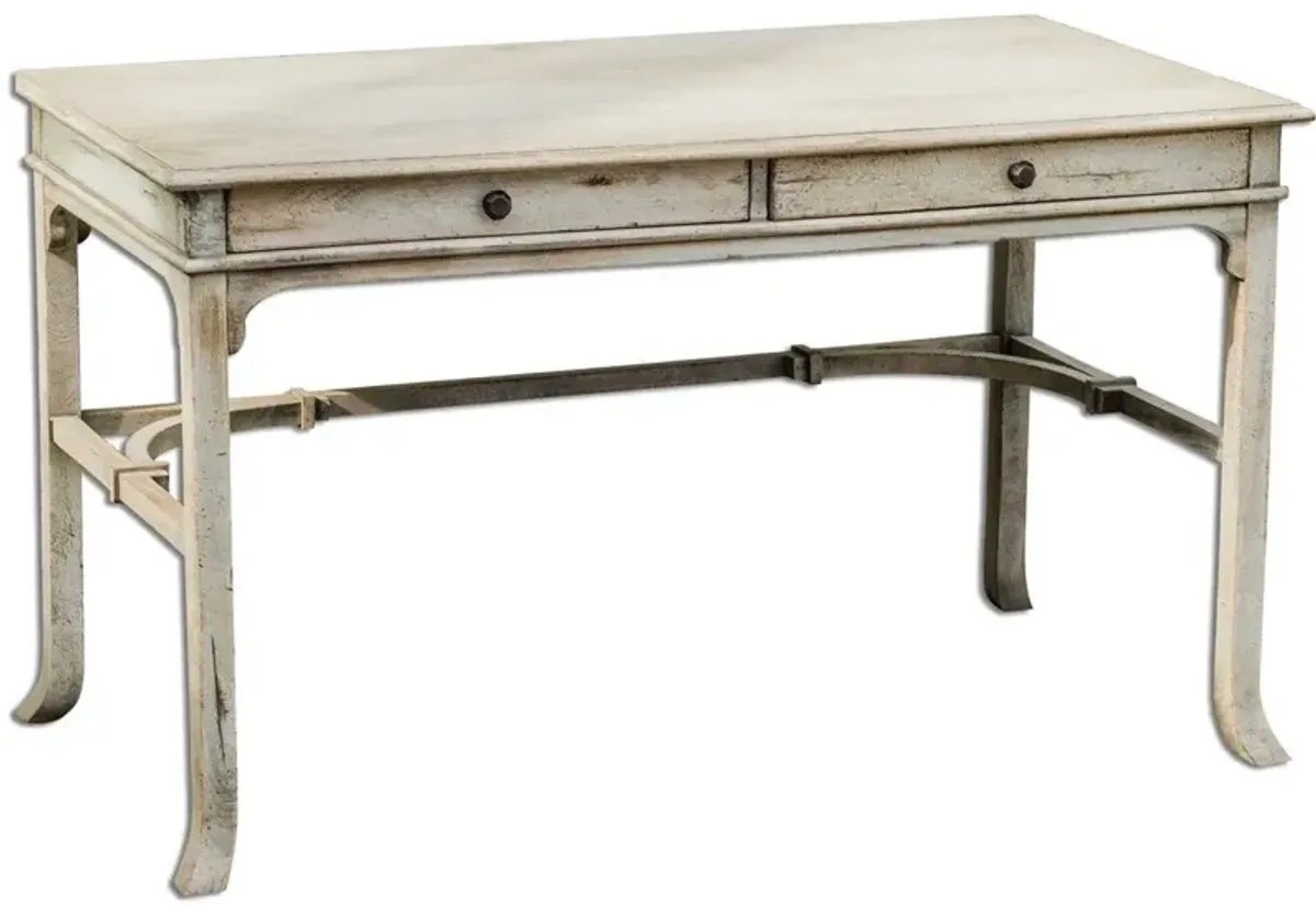 Uttermost Bridgely Aged White Writing Desk