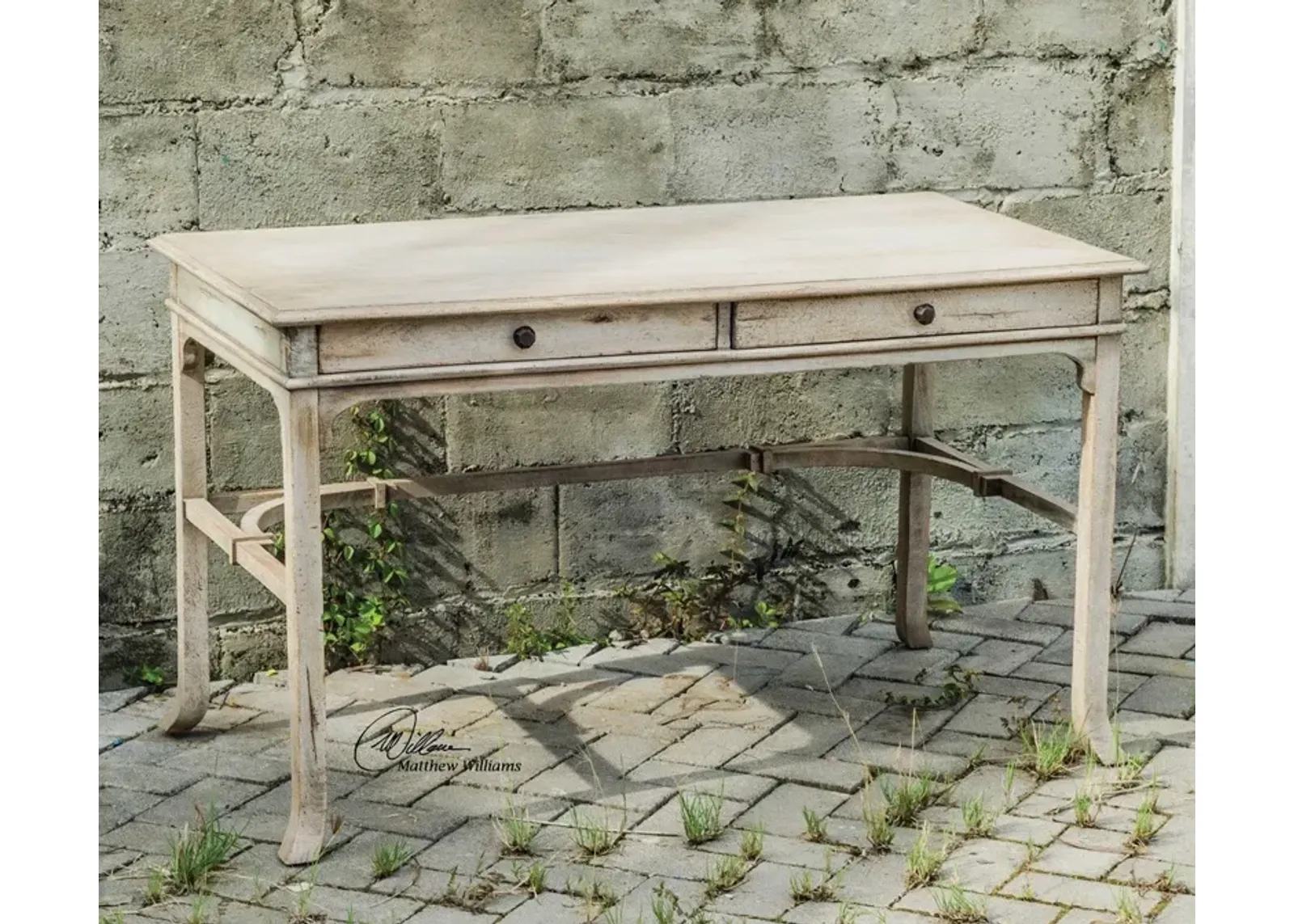 BRIDGELY AGED WHITE WRITING DESK