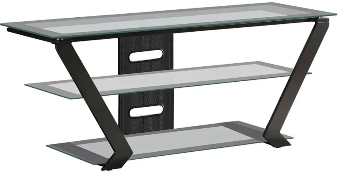 Coaster Donlyn 2-Tier Metal 50 Inch TV Stand with Glass Shelves Black