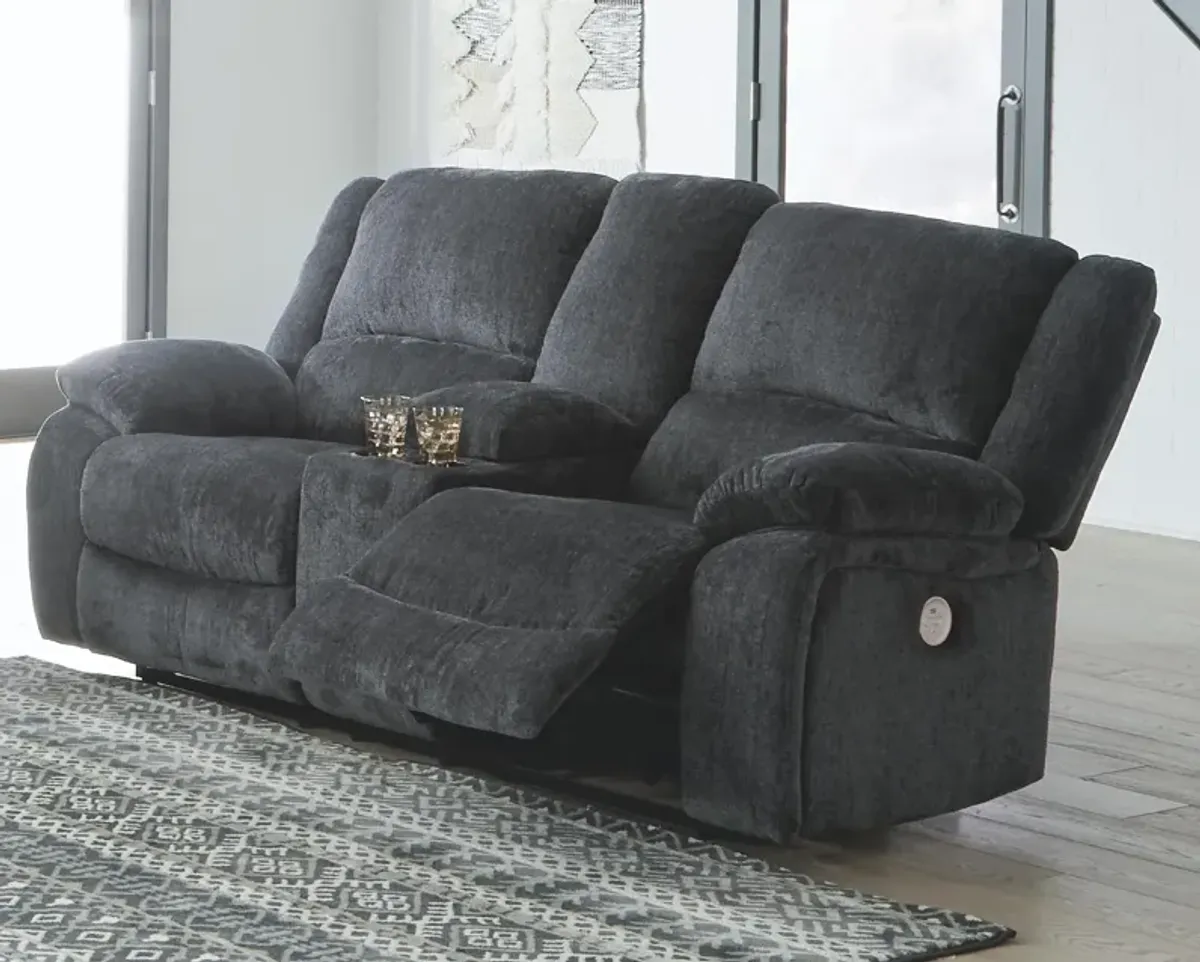 Ashley Draycoll Slate Double Power Reclining Loveseat with Console