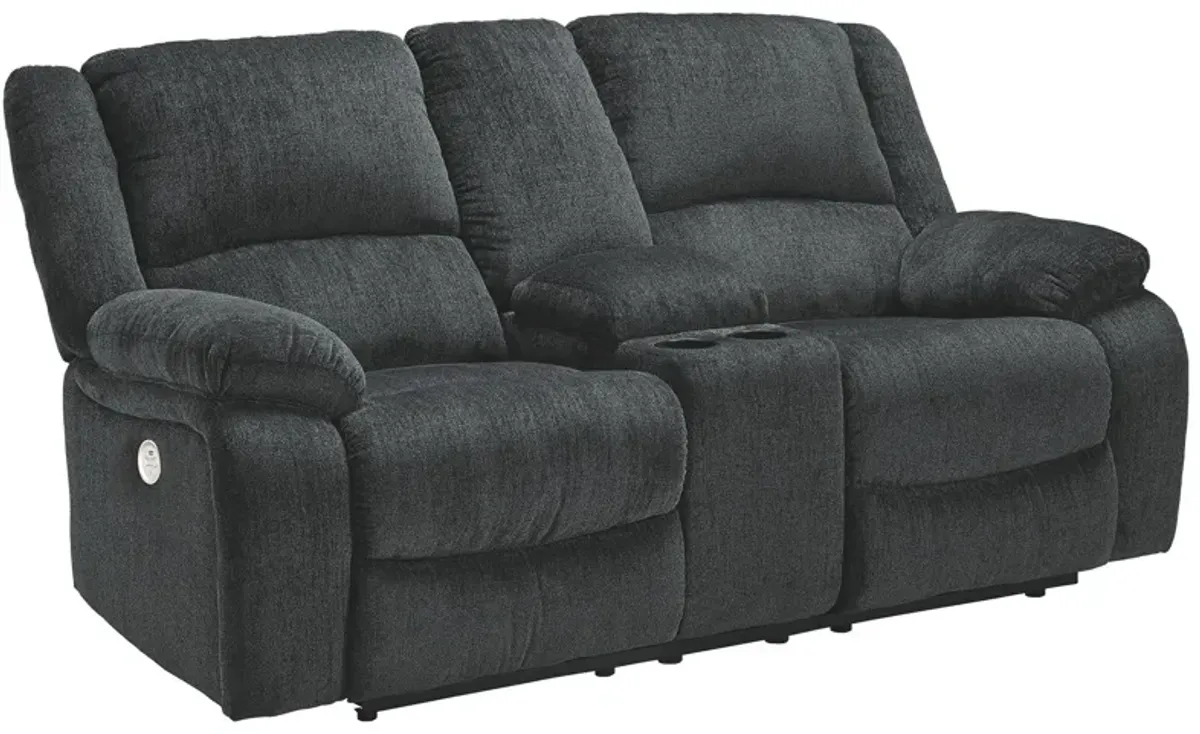 Ashley Draycoll Slate Double Power Reclining Loveseat with Console