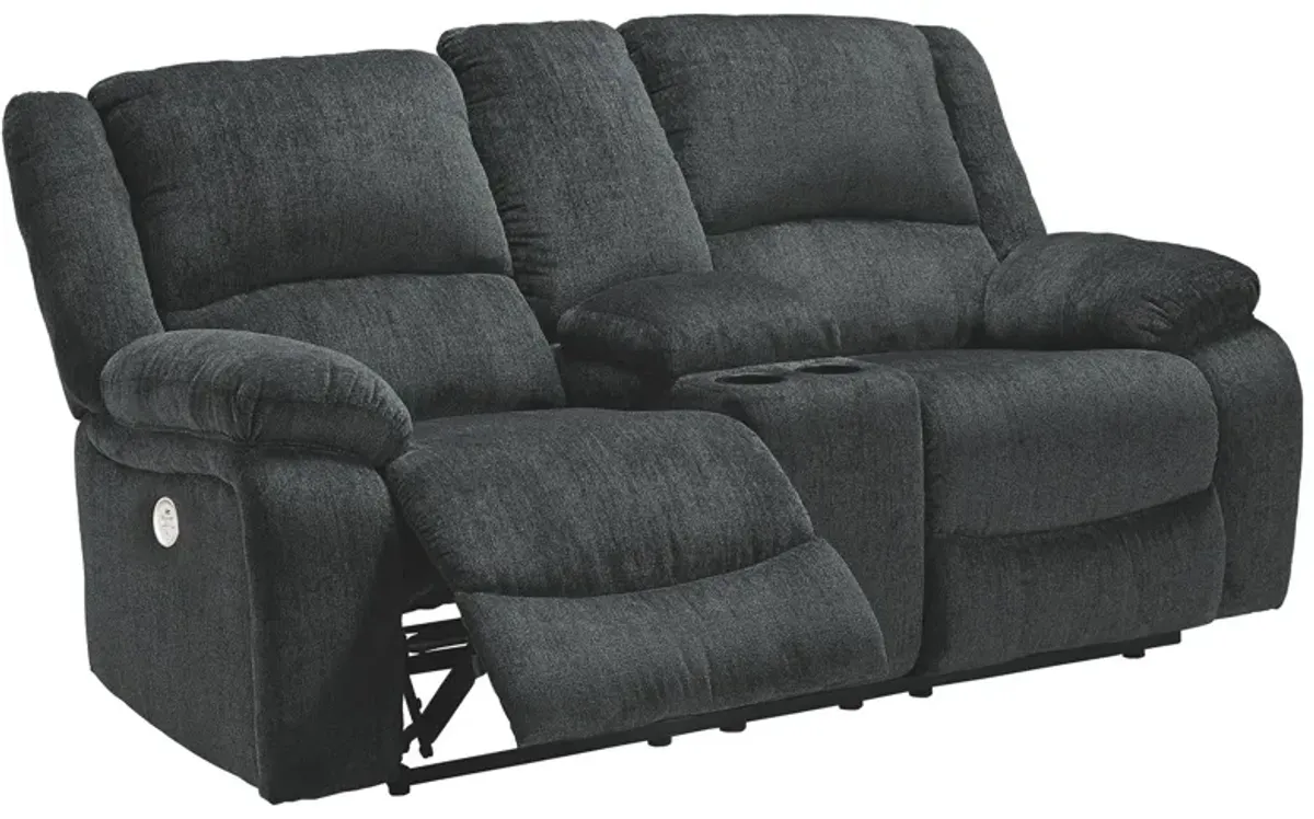 Ashley Draycoll Slate Double Power Reclining Loveseat with Console