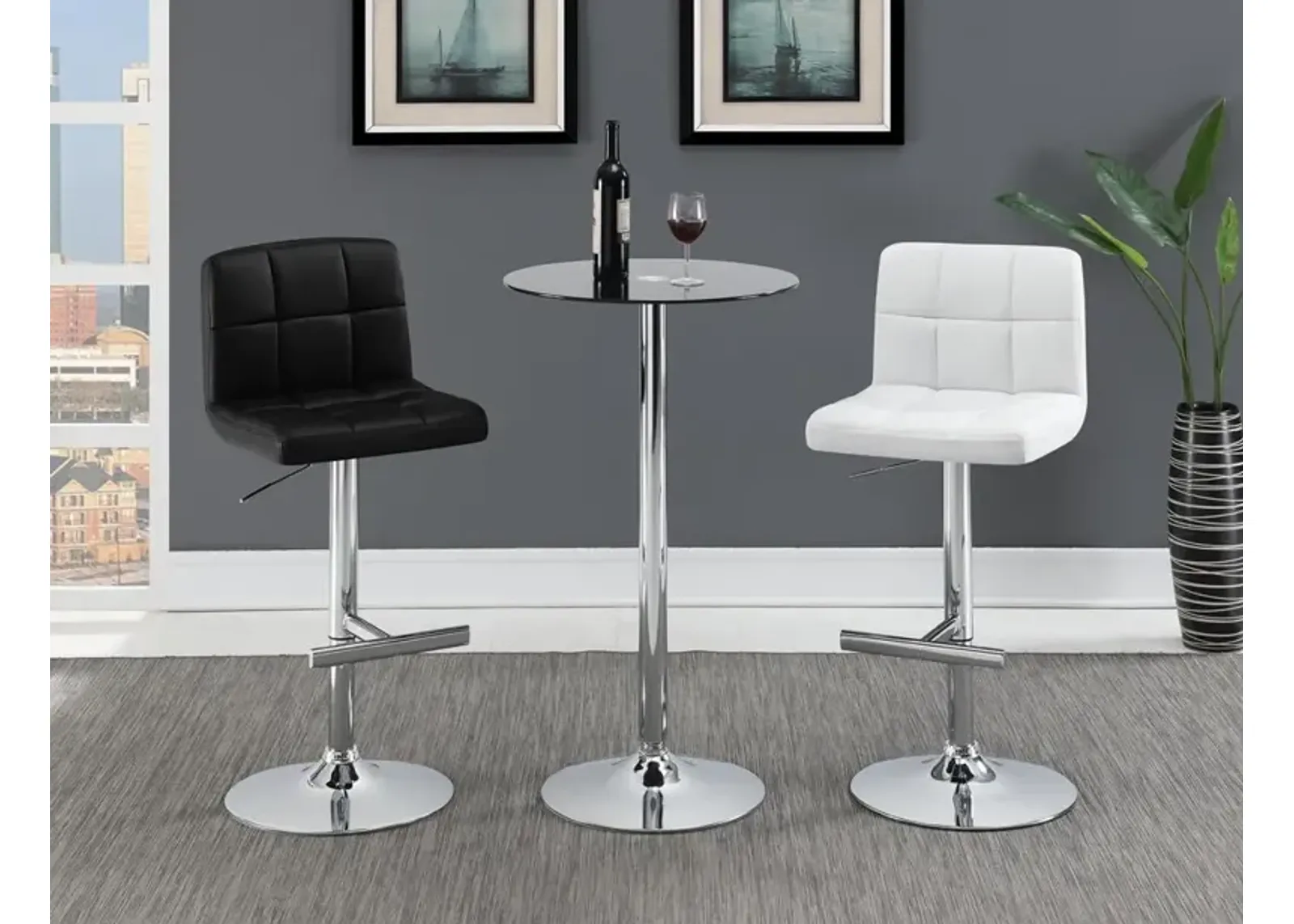 Coaster Lenny Upholstered Adjustable Bar Stool White