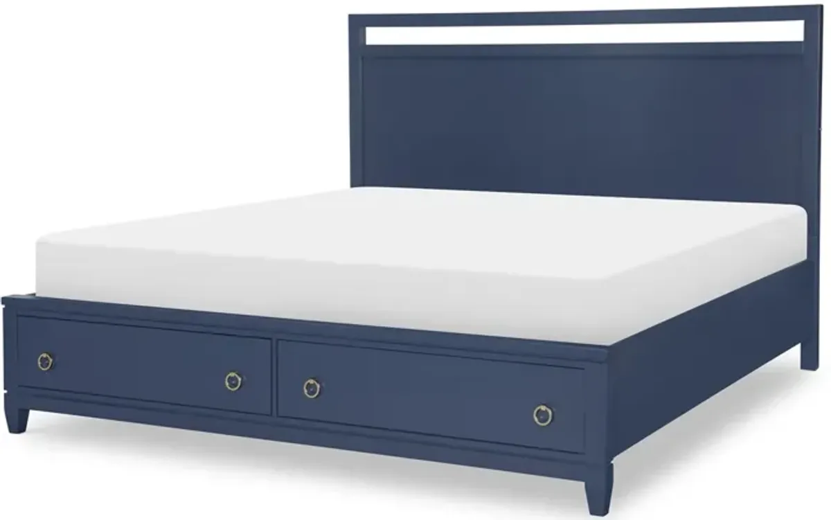 Legacy Classic Complete Panel Bed with Storage California King Blue Finish Summerland Inkwell