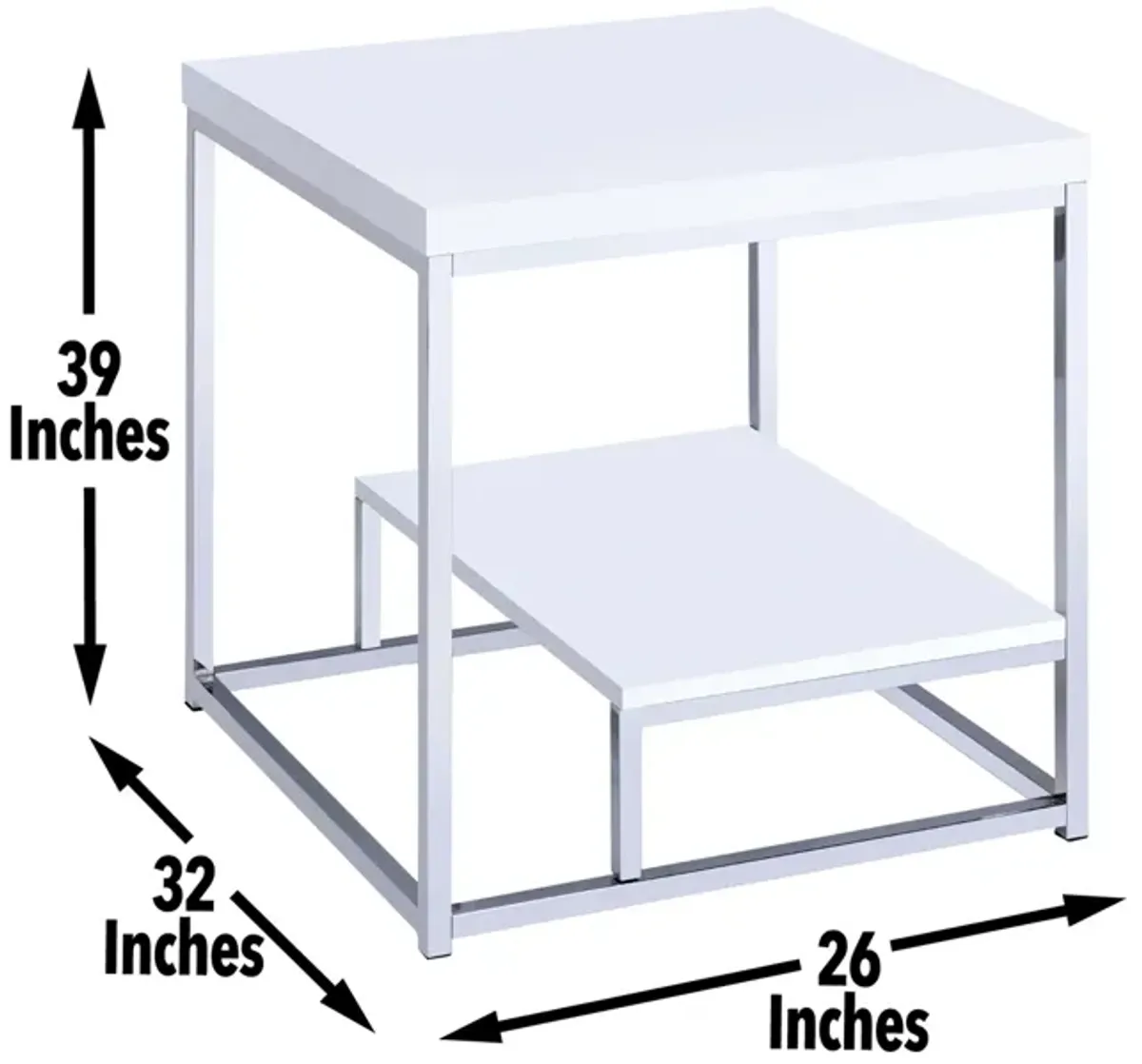 Steve Silver Lucia End Table With White Top & Chrome Base