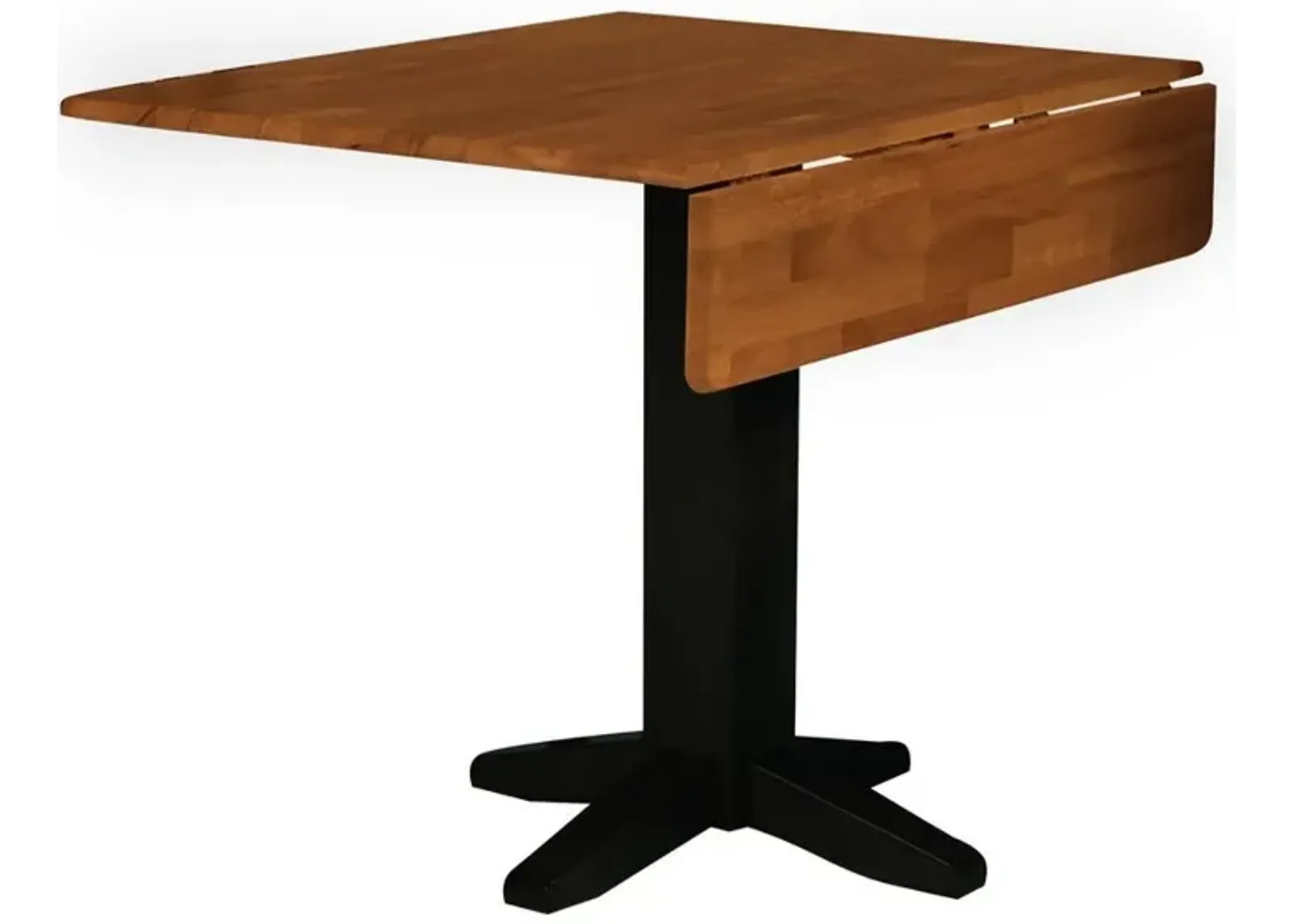 John Thomas Dining Essentials Square Drop Leaf Pedestal Table in Black/Cherry