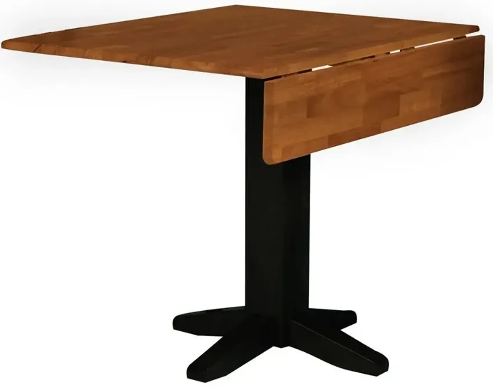 John Thomas Dining Essentials Square Drop Leaf Pedestal Table in Black/Cherry