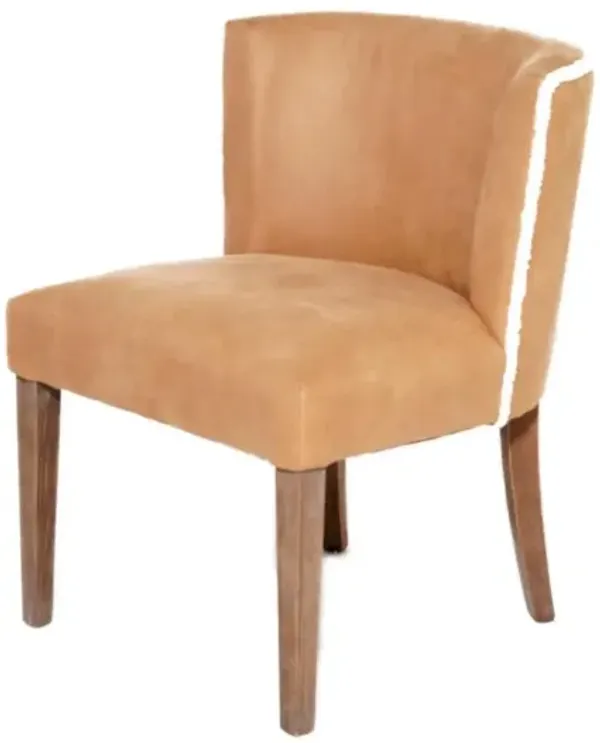Nest Home Natural/Camel Faux Leather Charlie Dining Chair with Shearling Welt