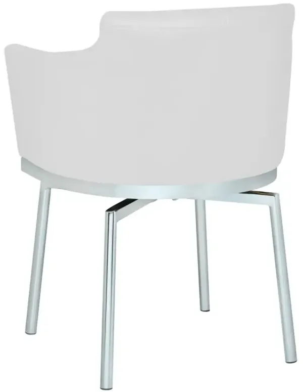 Chintaly Dusty White Contemporary Club Arm Chair with Memory Swivel
