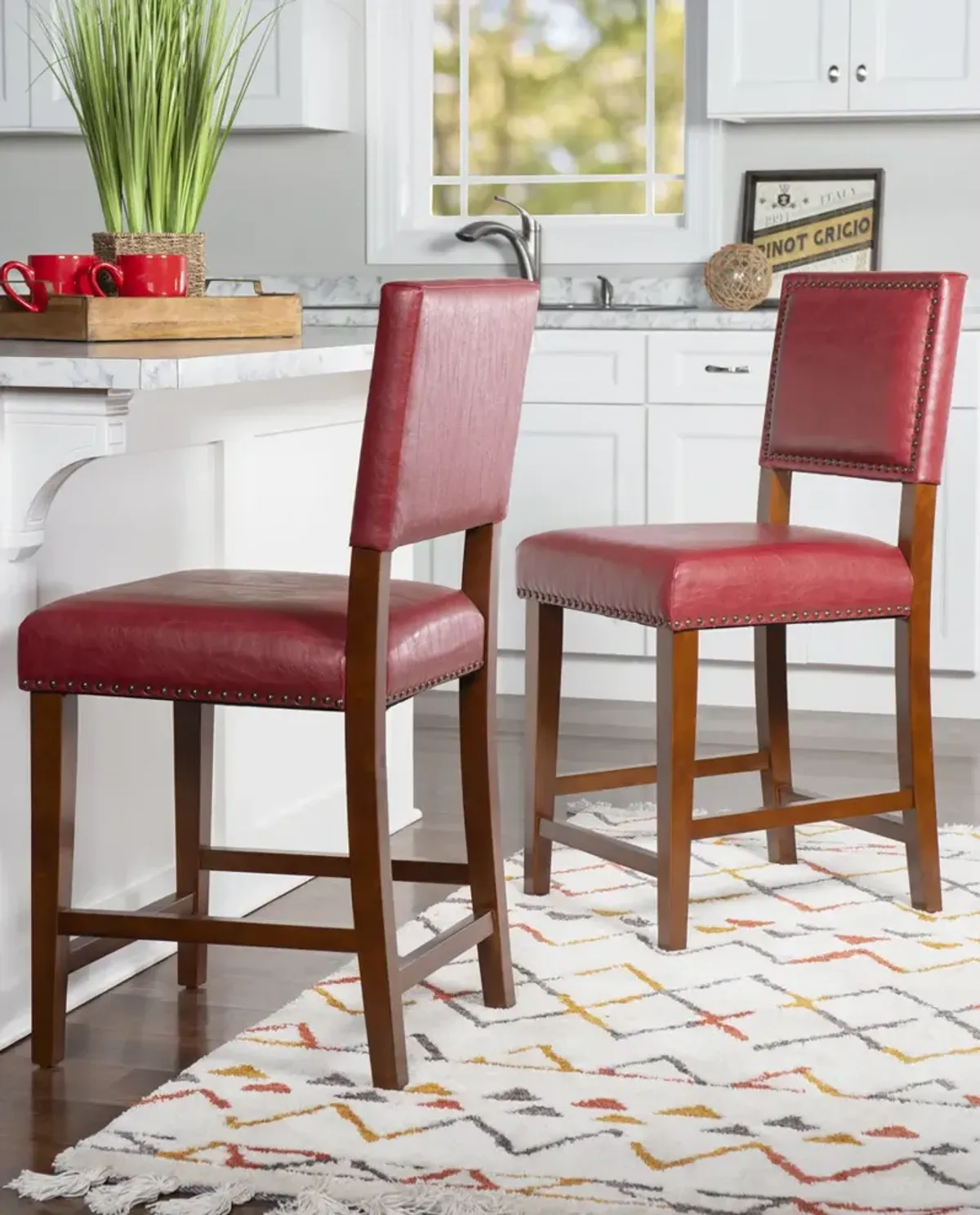 Linon Brook Red Counter Stool