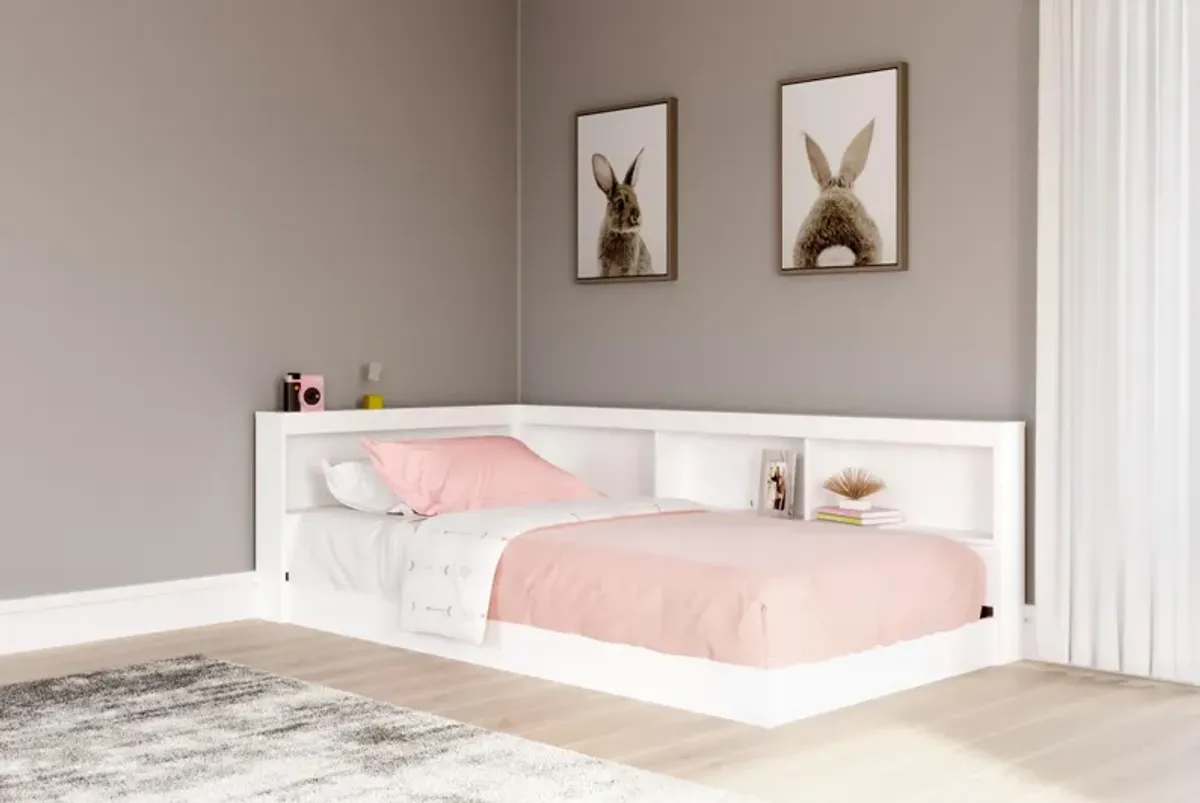 Ashley Piperton Matte White Twin Bookcase Storage Bed