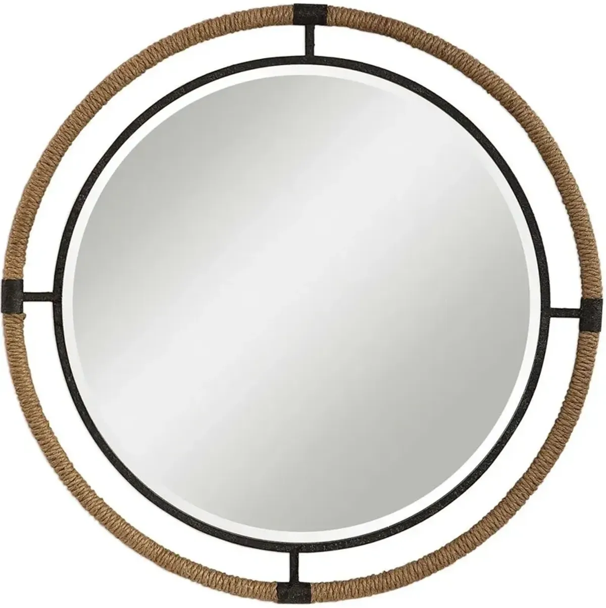 Uttermost Melville Coastal Rust Black Round Mirror