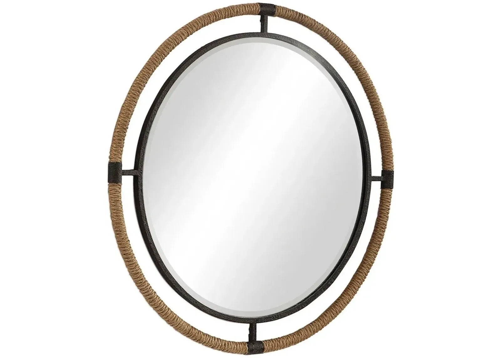 Uttermost Melville Coastal Rust Black Round Mirror