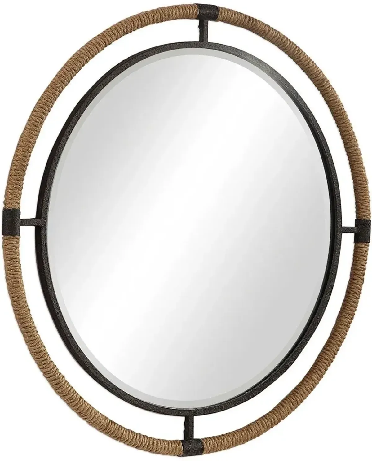 Uttermost Melville Coastal Rust Black Round Mirror