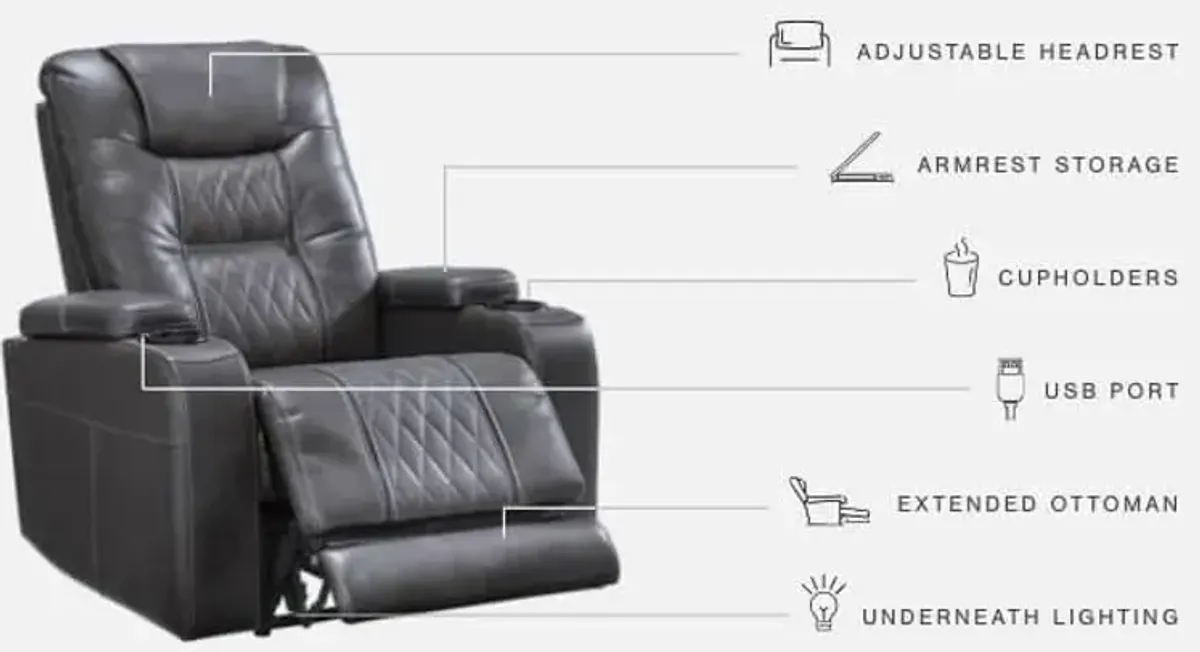 Ashley Composer Gray Adjustable Headrest Power Recliner