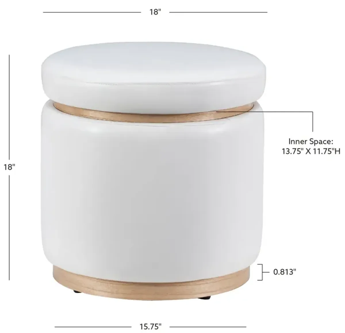 Linon Blanche Polyurethane White Storage Ottoman