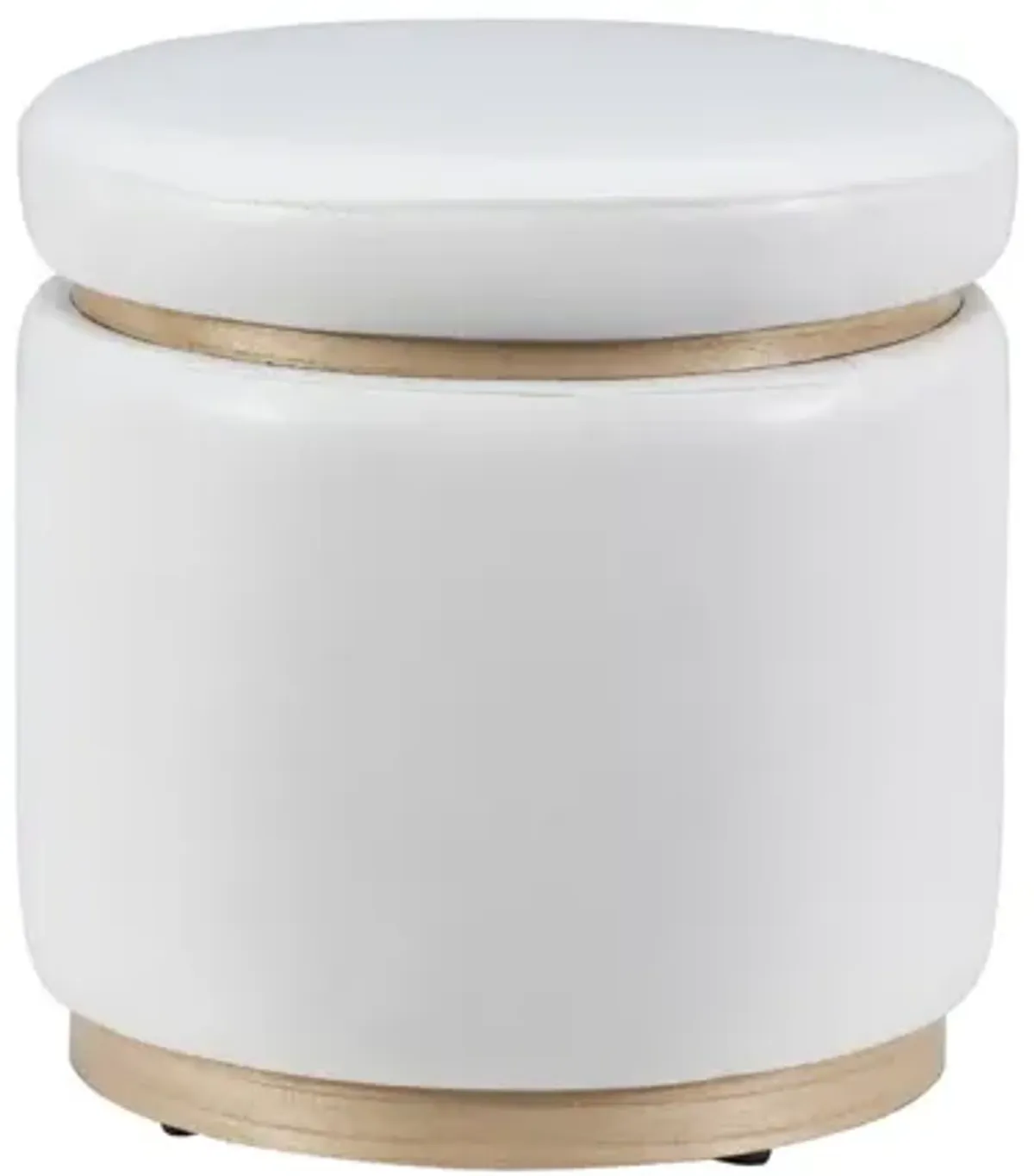 Linon Blanche Polyurethane White Storage Ottoman