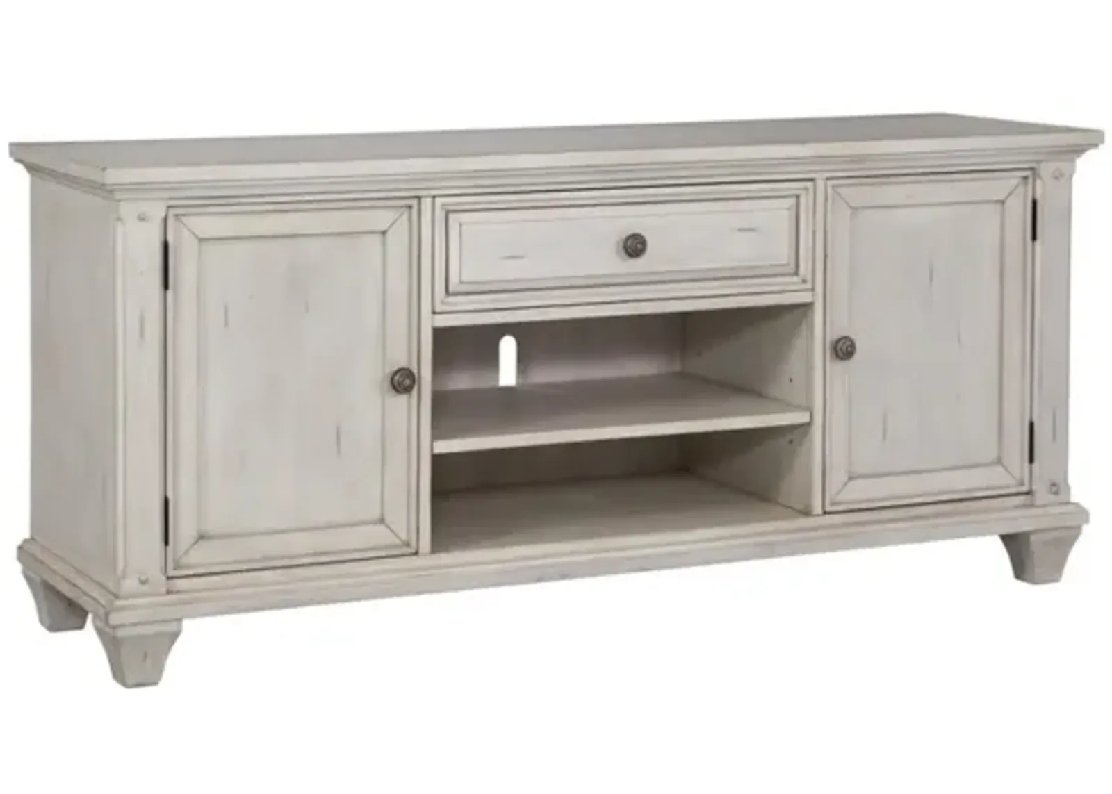 American Woodcrafters Sedona 66 Inch Cobblestone White Media Entertainment TV Stand