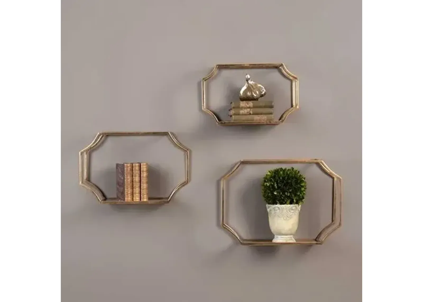 Uttermost Lindee 3-Piece Gold Wall Shelves