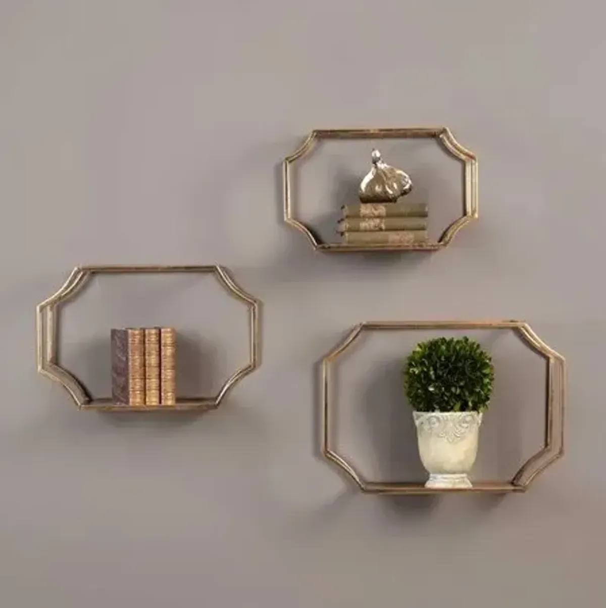 Uttermost Lindee 3-Piece Gold Wall Shelves