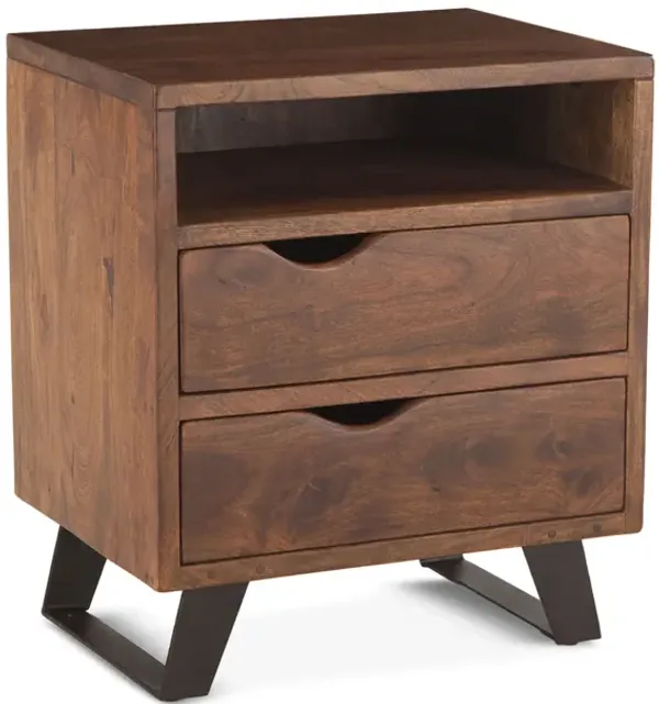 Home Trends Design London Loft 23 Inch Acacia Wood Night Walnut Finish Chest