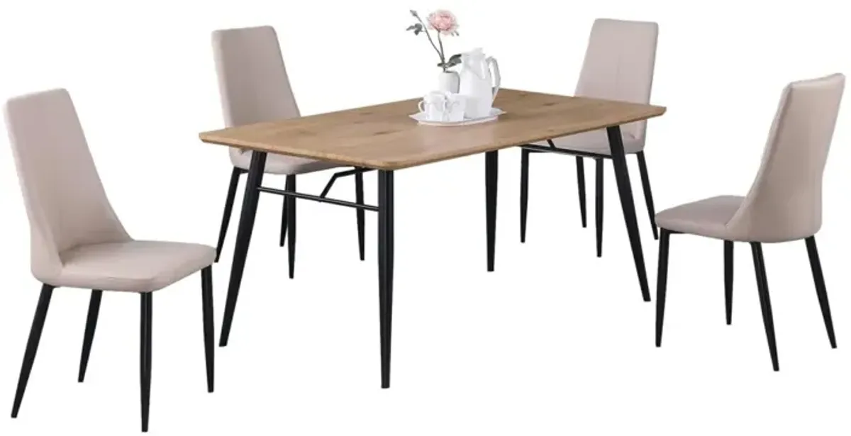 Chintaly Bridget Modern Dining Set with Wooden Table & Chairs