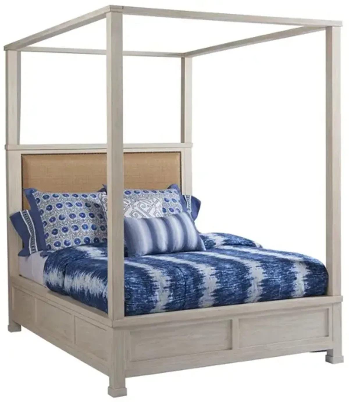 Barclay Butera by Lexington Newport Shorecliff Wood Canopy Queen Bed in White Washed