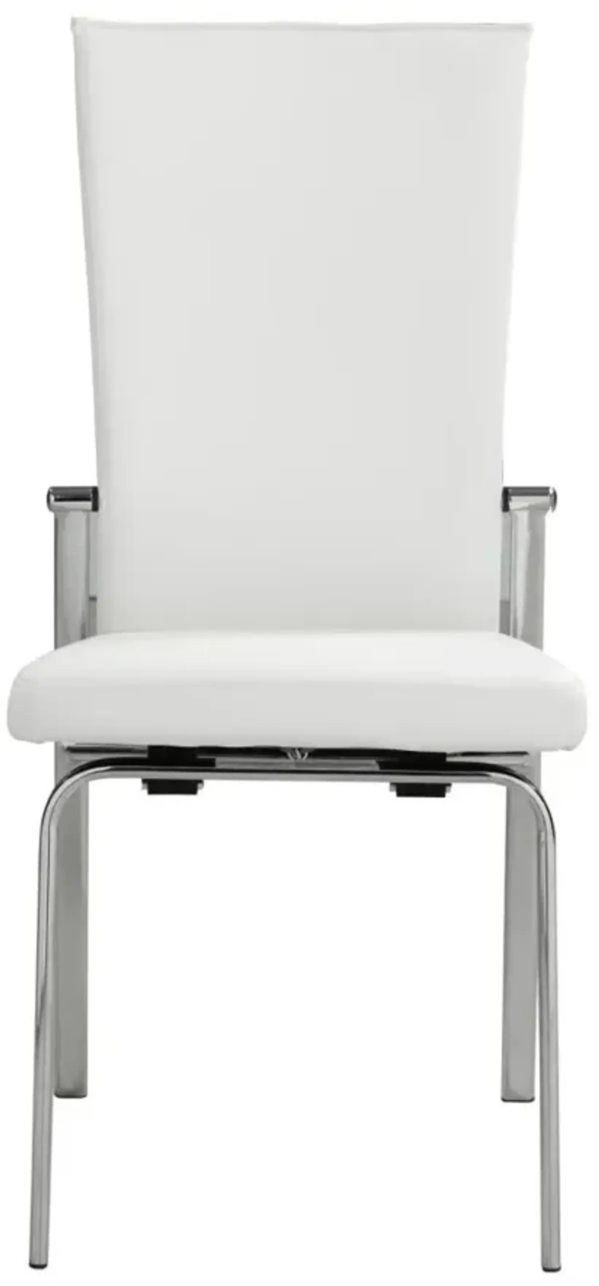 Chintaly Molly White Contemporary Motion-Back Side Chair with Chrome Frame