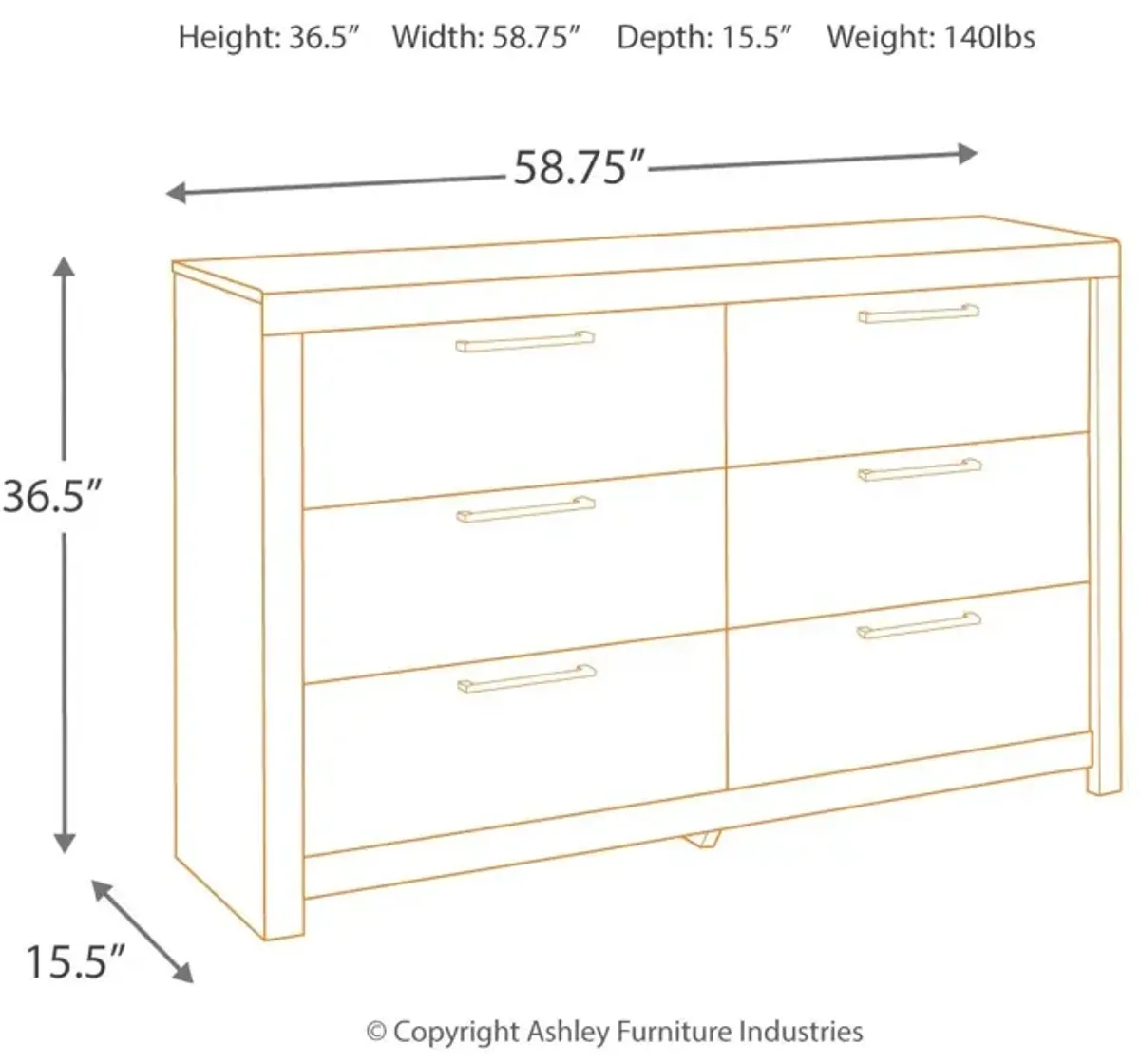 Ashley Derekson Dresser Multi Gray Benchcraft