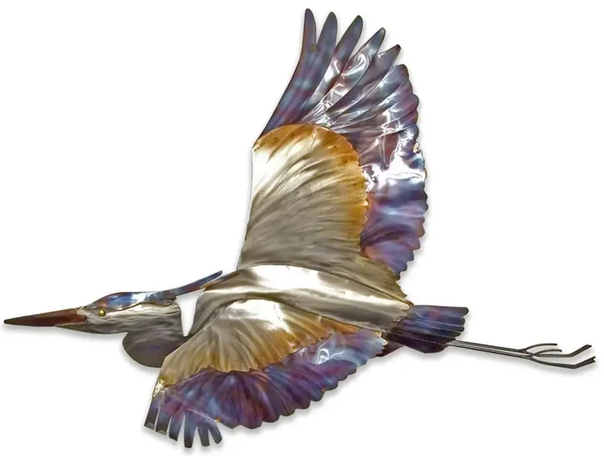 Copper Art Flying Heron Metal Wall Art