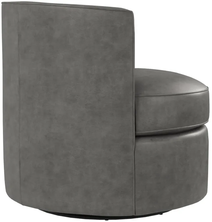 FLEUR LEATHER SWIVEL BARREL CHAIR