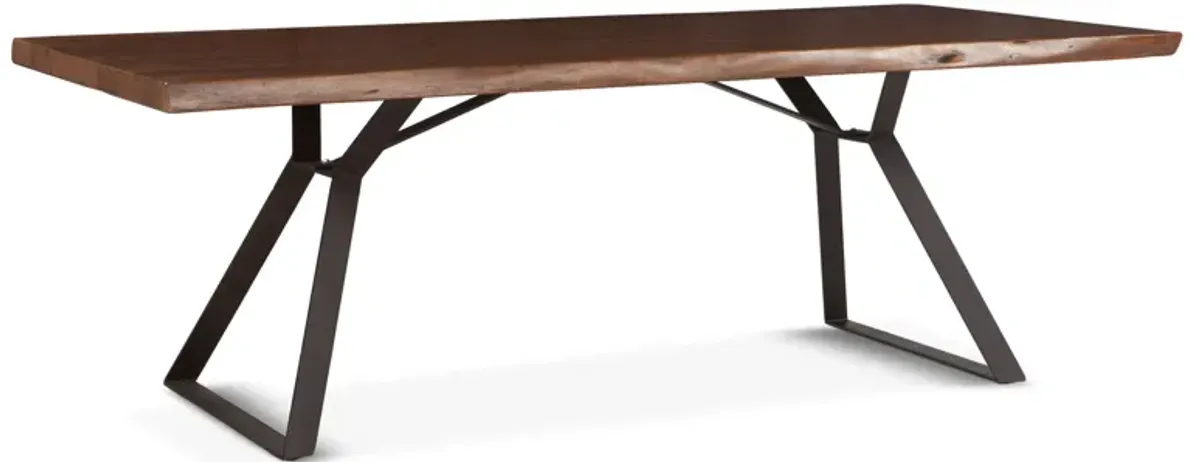 Home Trends Design London Loft 80-Inch Acacia Wood Live Edge Dining Table in Walnut Finish