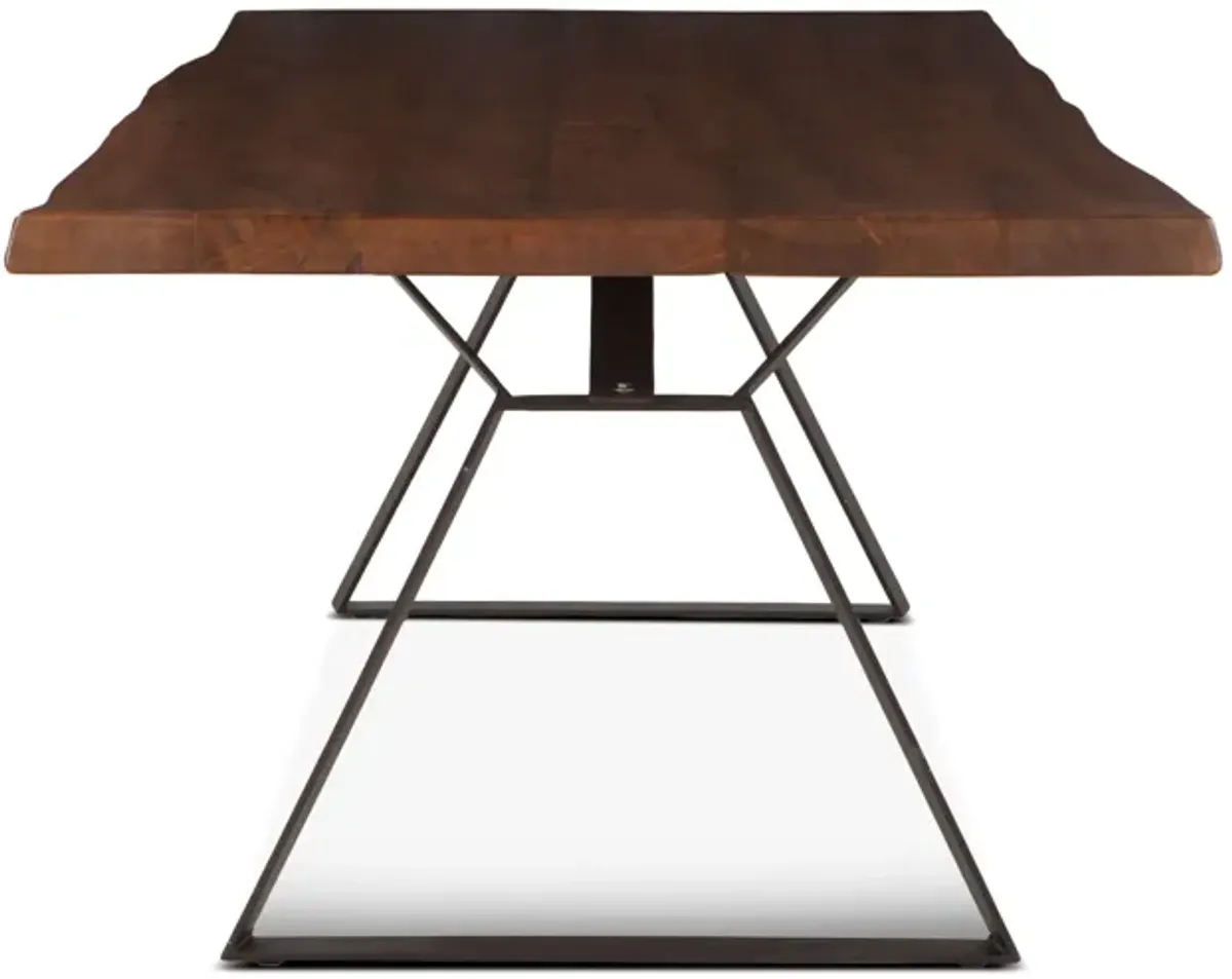 Home Trends Design London Loft 80-Inch Acacia Wood Live Edge Dining Table in Walnut Finish