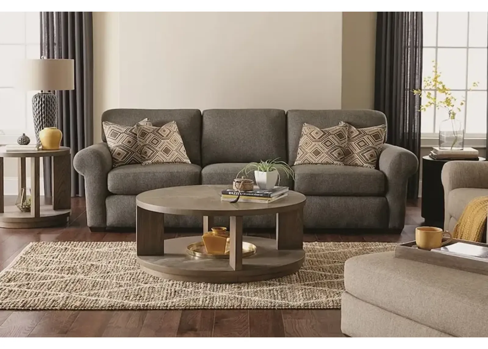 Flexsteel Randall Light Gray Three-Cushion Sofa