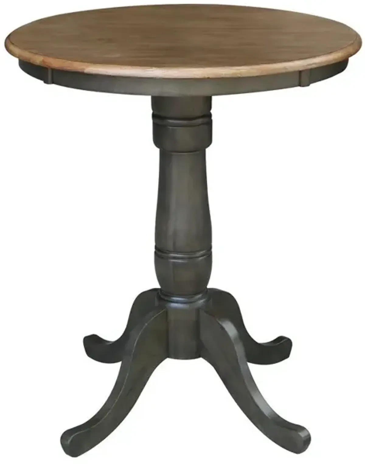 DINING ESSENTIALS 30" ROUND TABLE TOP WITH 36" TRADITIONAL PEDESTAL BASE WITH EXTENSION IN HICKORY/COAL