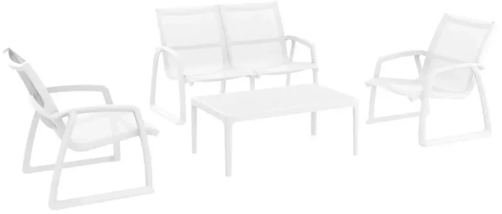 Compamia Pacific 4-Piece White Frame & Sling Outdoor Lounge Set