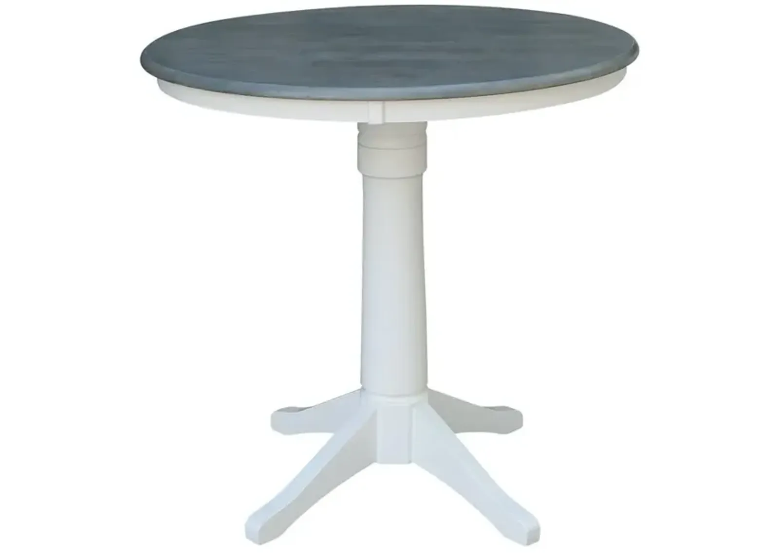 John Thomas Dining Essentials 36 Inch Round Table Top with 36 Inch Transitional Pedestal Base with Extension in Heather Gray & White