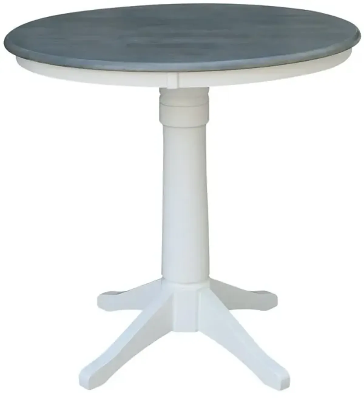 John Thomas Dining Essentials 36 Inch Round Table Top with 36 Inch Transitional Pedestal Base with Extension in Heather Gray & White