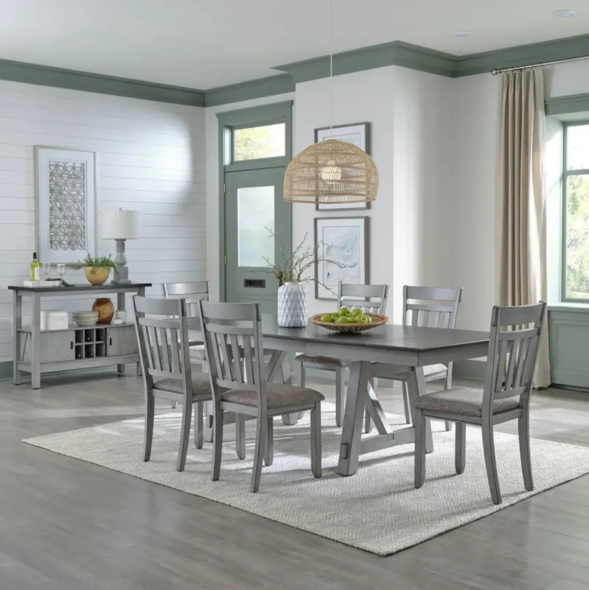 Liberty Furniture Newport 7-Piece Grey/Smokey Grey Casual Dining Table Set