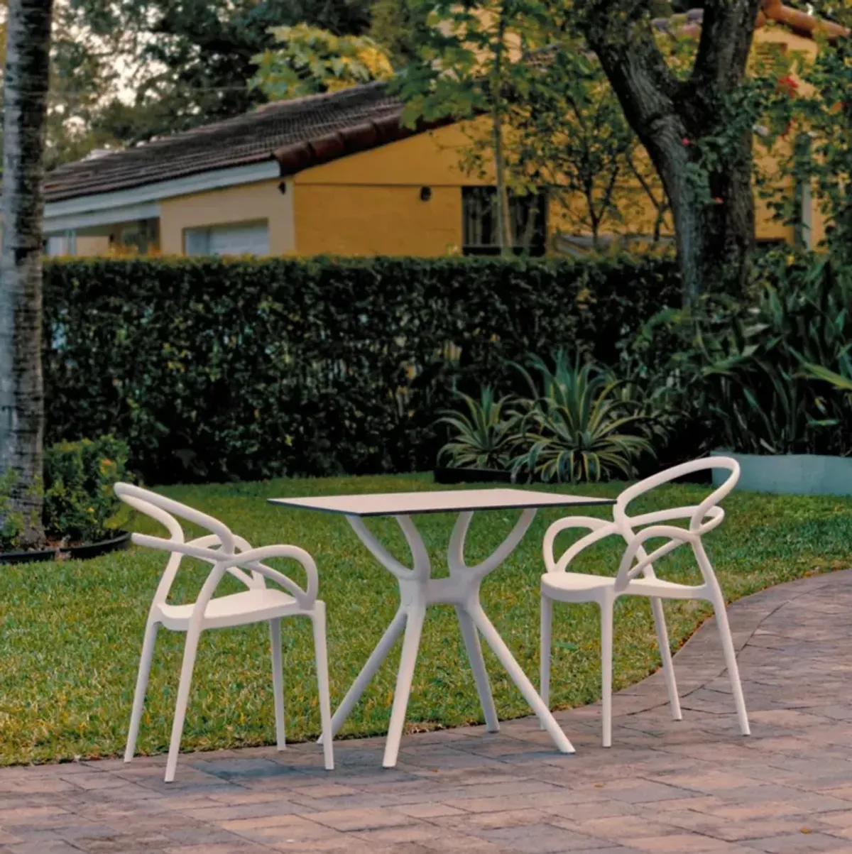 Compamia Mila Dining Set with 2 Arm Chairs White