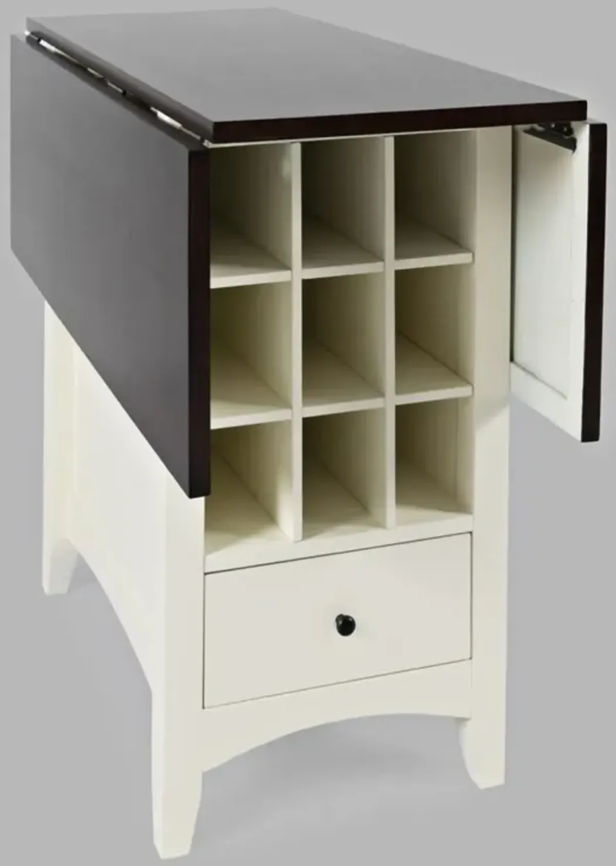 Jofran Asbury Park Storage Counter Drop Leaf Table White Autumn Brown