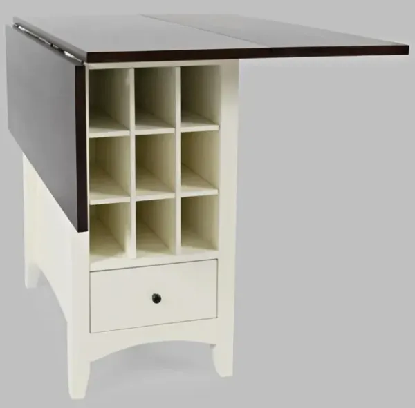 Jofran Asbury Park Storage Counter Drop Leaf Table White Autumn Brown