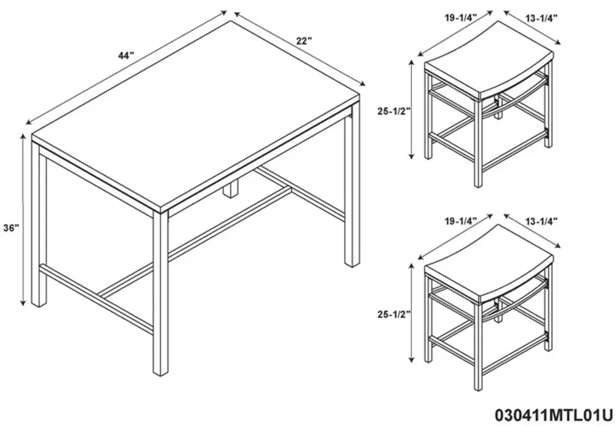 Linon Betty 3-Piece Bar Stools & Table Set