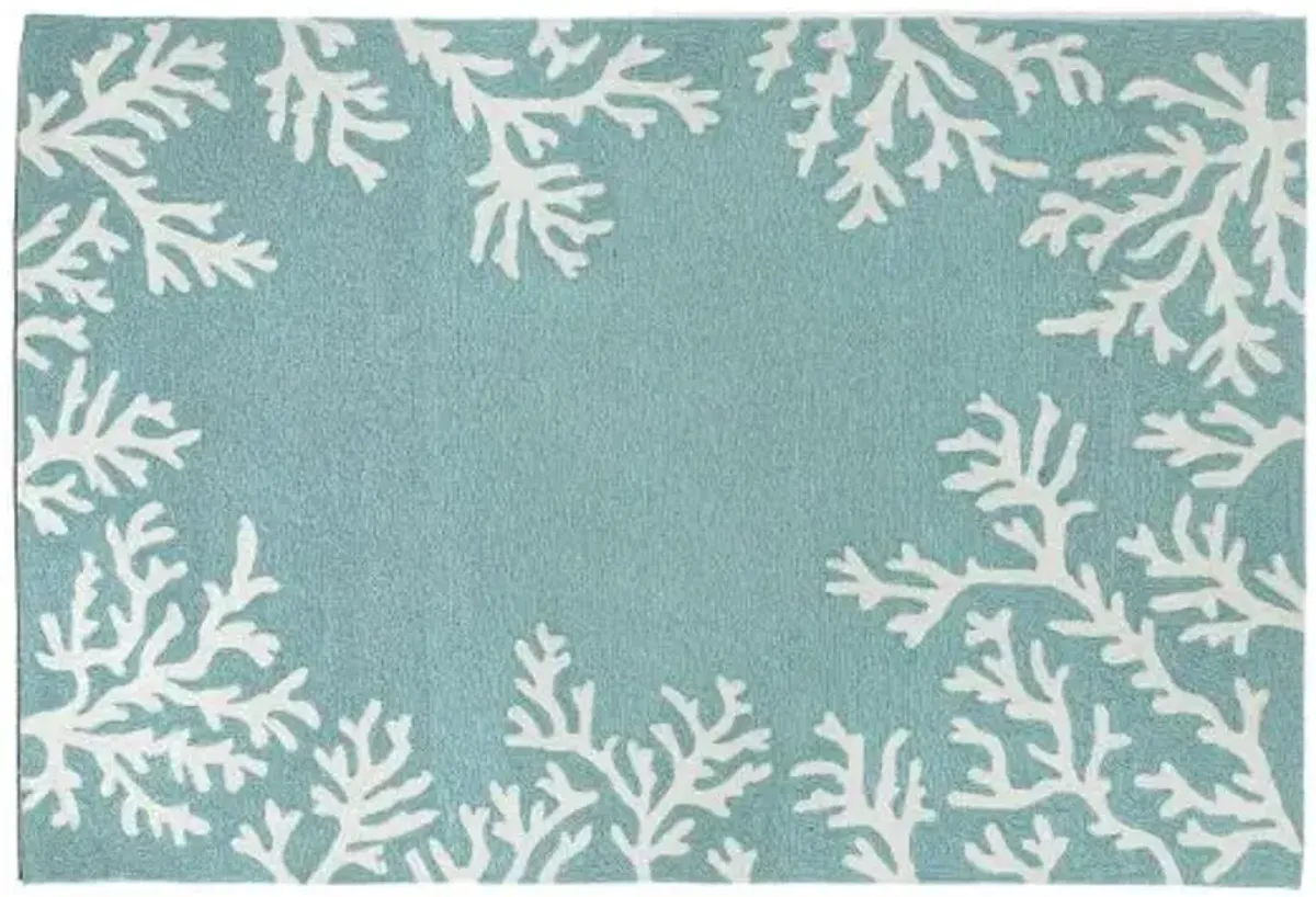 Trans Ocean Capri Coral Border Aqua Doormat