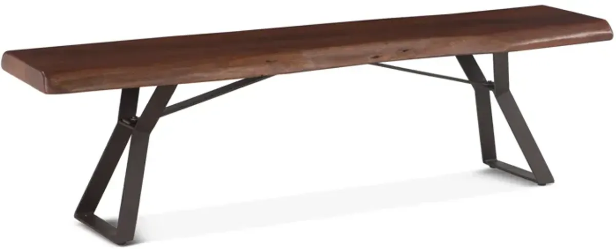 Home Trends Design London Loft 72-Inch Acacia Wood Live Edge Dining Bench in Walnut Finish