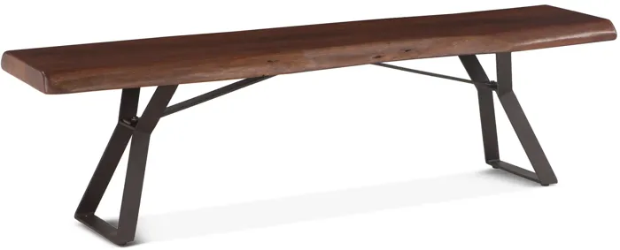 LONDON LOFT 72-INCH ACACIA WOOD LIVE EDGE DINING BENCH IN WALNUT FINISH