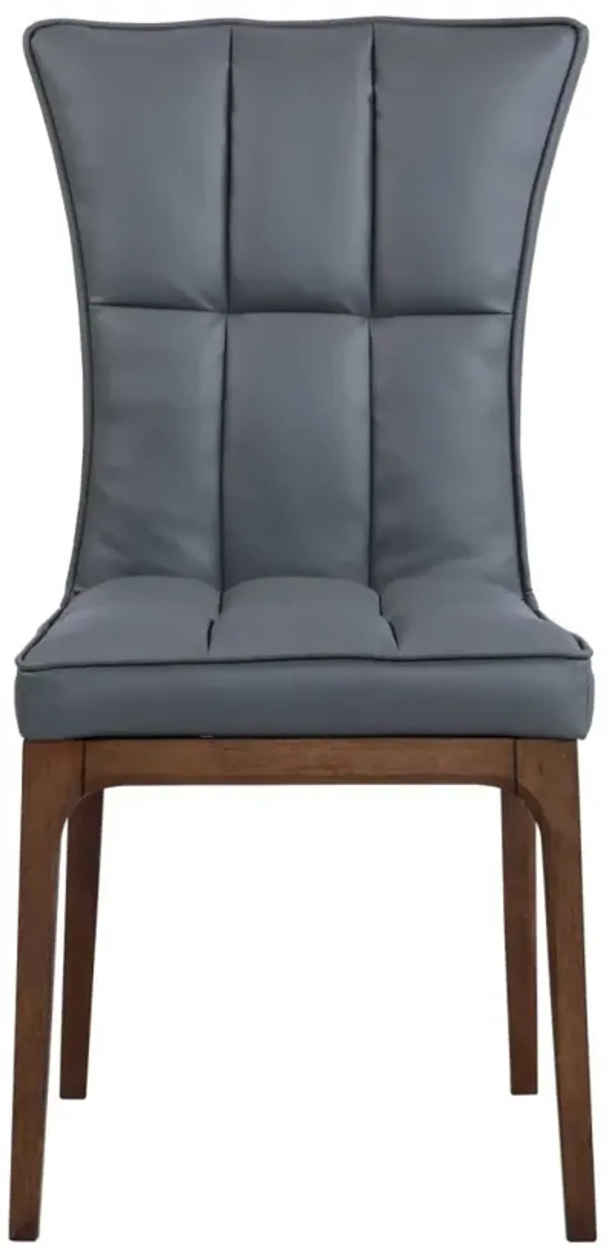 Chintaly Peggy Grey/Walnut Modern Tufted Side Chair with Solid Wood Frame