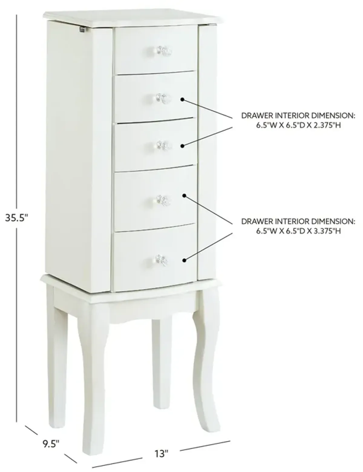 Powell White Jewelry Armoire