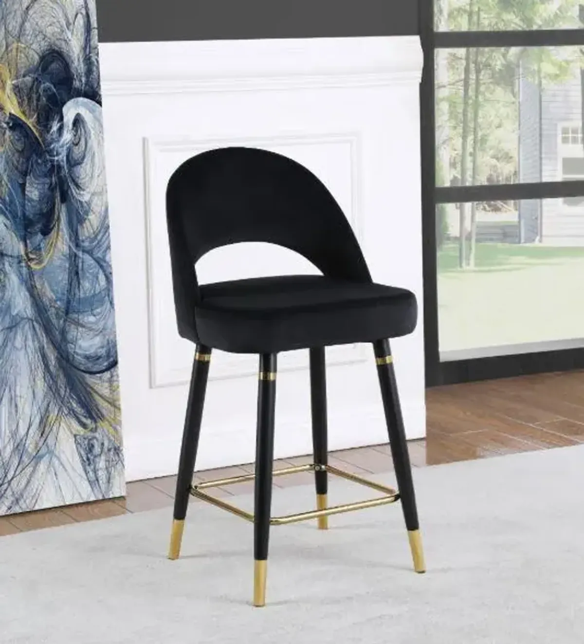 Coaster Lindsey Velvet Upholstered Counter Chair Black