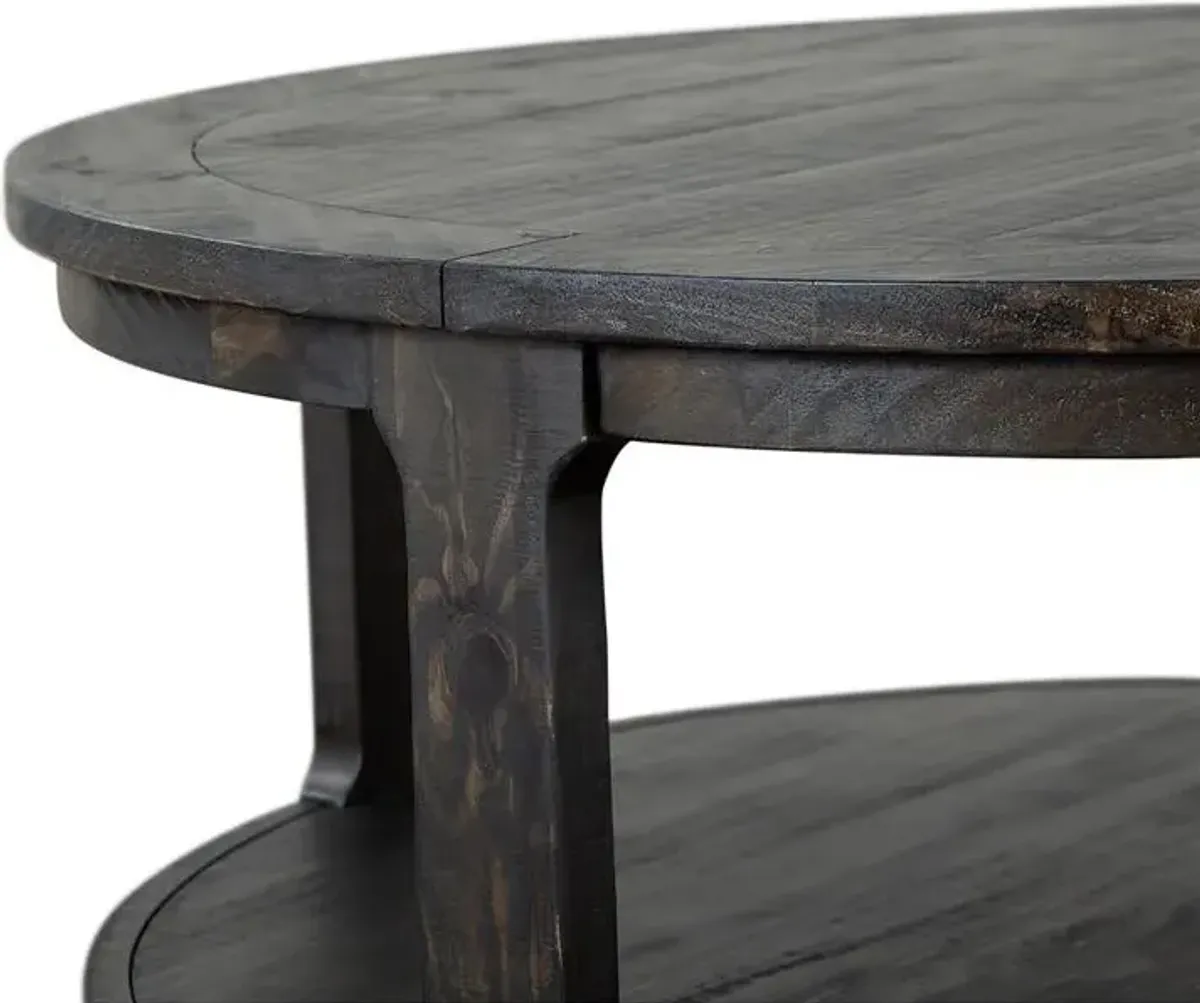 Magnussen Wood Round Cocktail Table with Casters Boswell